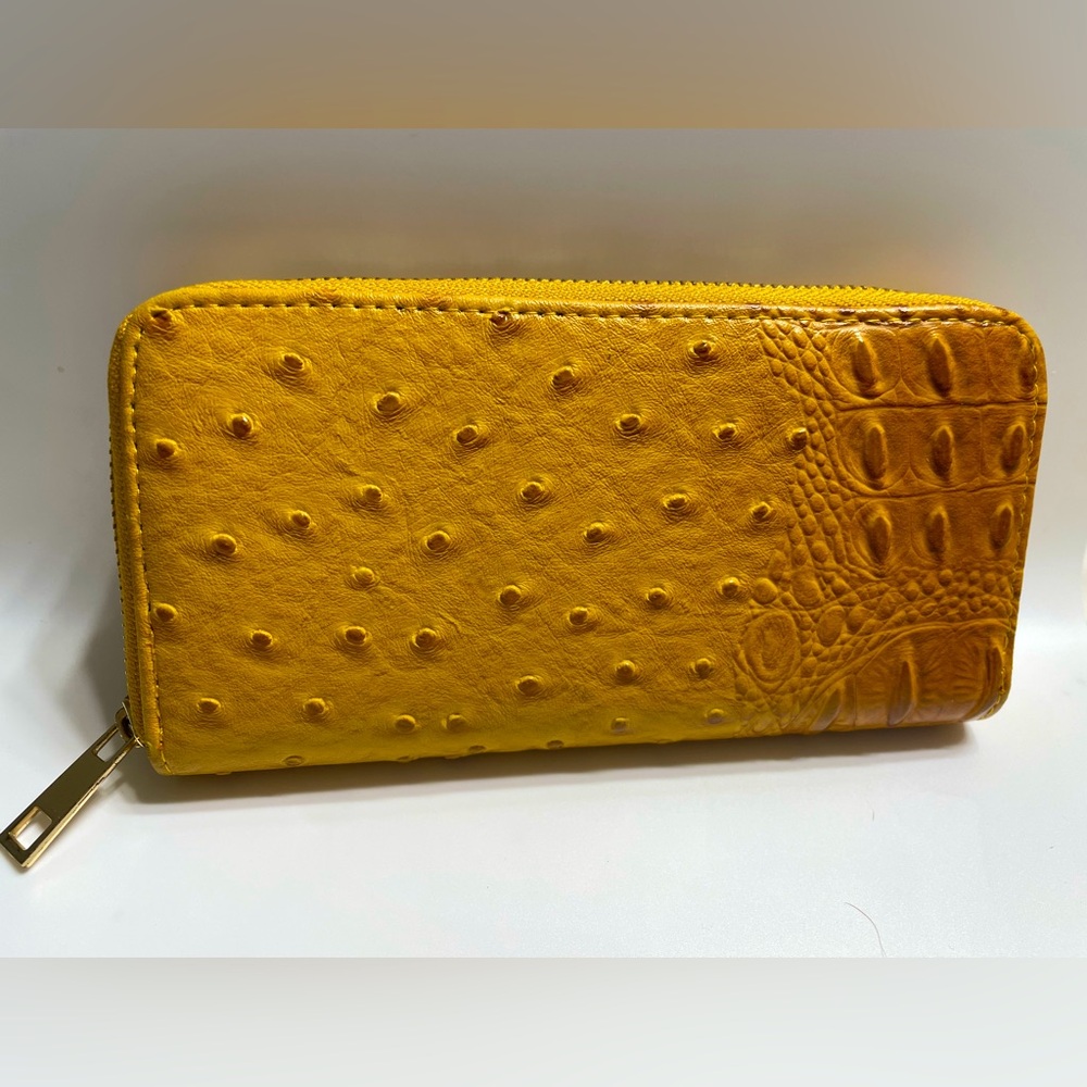 Faux Ostrich Leather Wallet Clutch NWOT